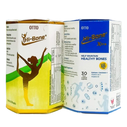 OTTO HI-BONE / HI-BONE XTRA 600MG (1 BOTOL ISI @30 KAPLET) - MENJAGA KEPADATAN TULAN DAN OTOT
