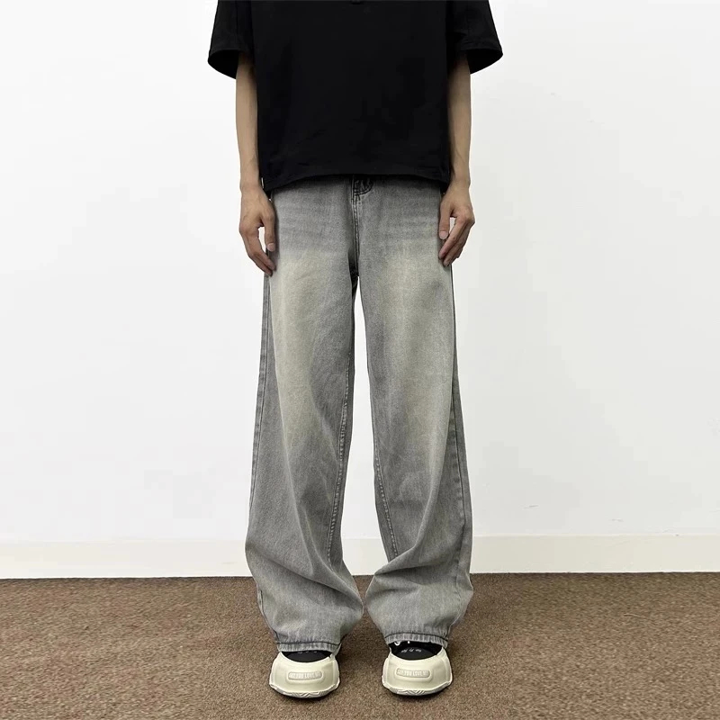 Celana Jeans Pria Panjang Baggy Jeans Loose Abu Pants Korean Style Celana Jeans PKL