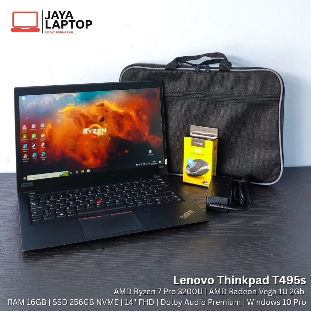 Lenovo Thinkpad T495s Ryzen 7 Pro RAM 16GB SSD 256GB 14 inch FHD Laptop Second Bekas Murah
