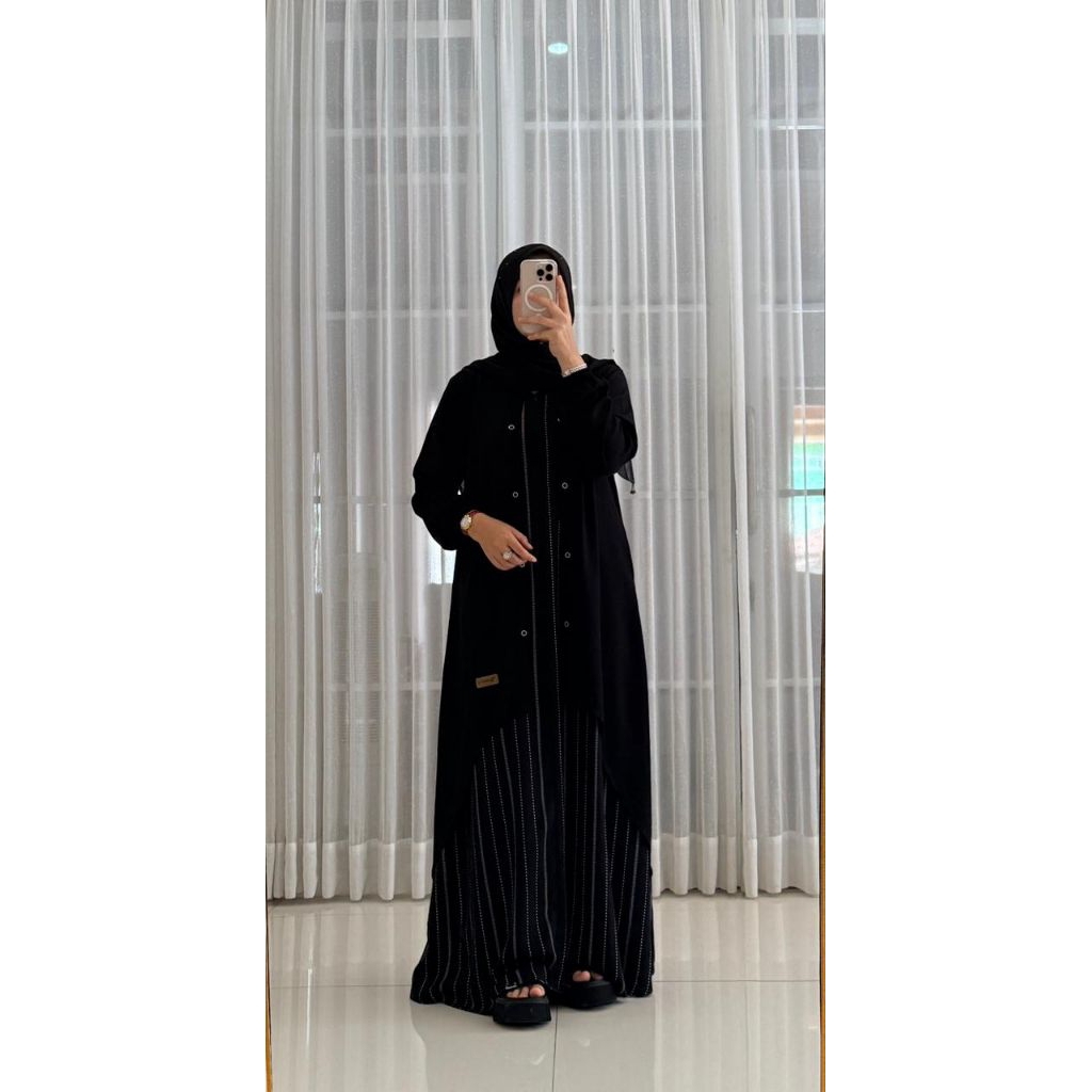 READY DRESS BY NADHEEFA STORE HITAM ROMPI LIRIS
