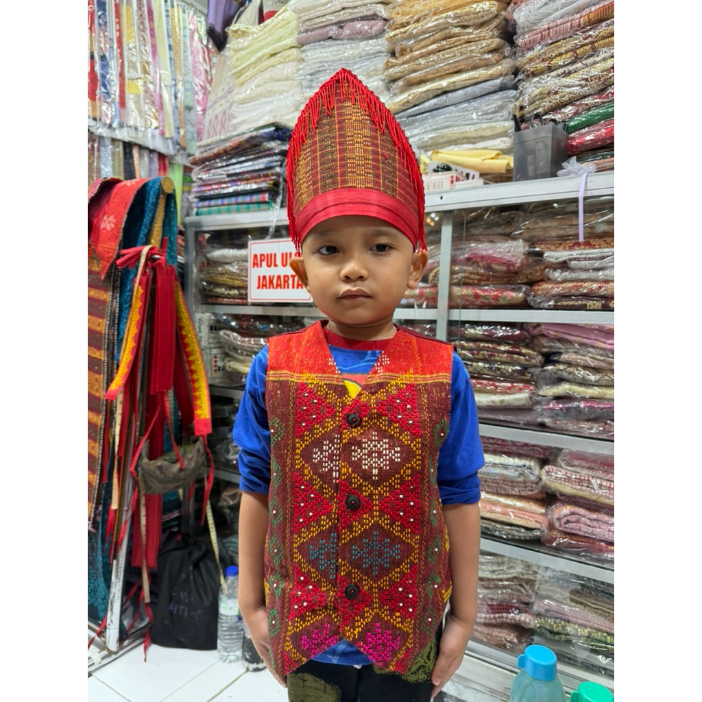 Paket adat batak anak laki laki Rompi ulos Sortopi ulos