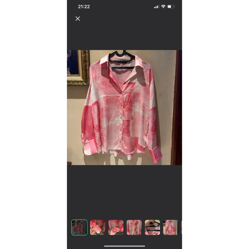 ZARA Kemeja Satin Tie Dye Pink Spring Shirt