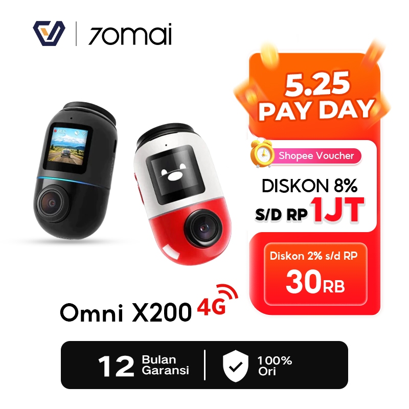 Official 70mai Dash Cam Omni X200 360 Full View 4G Connect HD 1080P FOV 140 Built-in 64/128GB Dashca