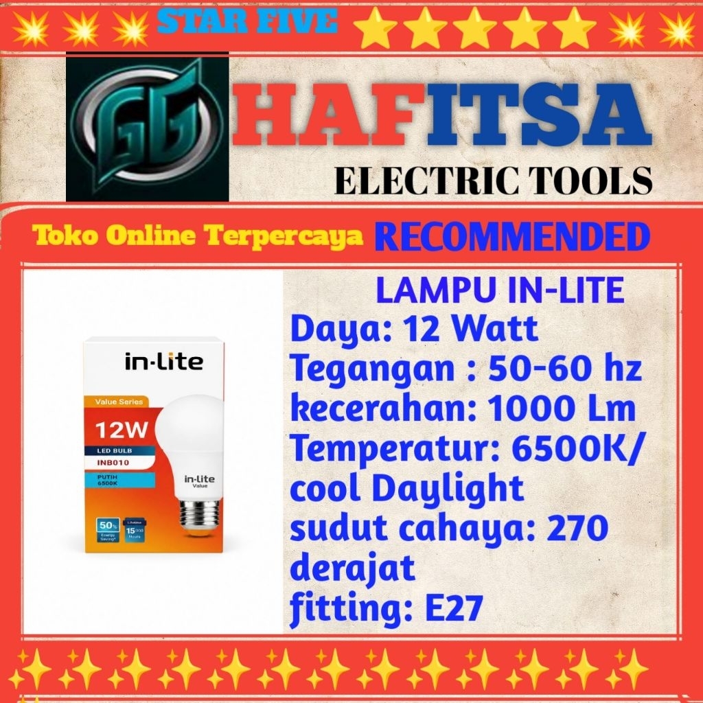 Lampu IN-LITE 12 Watt / In-lite / Sentir / sentiran / Cempor / pelita / pelita / Lampu togok / storo