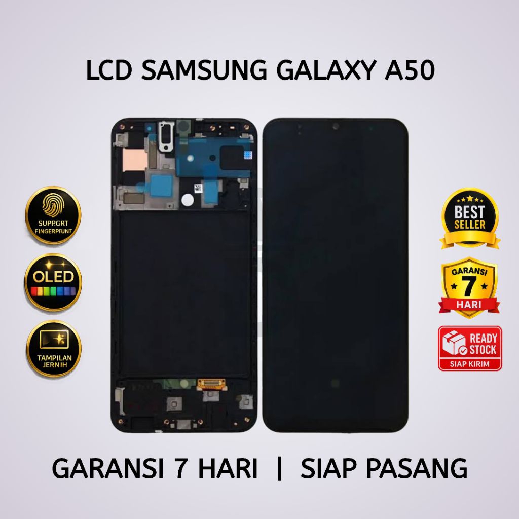 LCD TOUCHSCREEN SAMSUNG A50 OLED FINGERPRINT FULLSET + FRAME