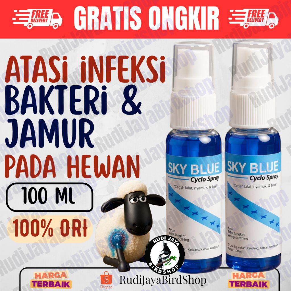 SKY BLUE 50ML CYCLO SPRAY OBAT HEWAN KUCING KAMBING SAPI SAKIT KULIT GUDIK SCABIES LUKA LUAR KORENG
