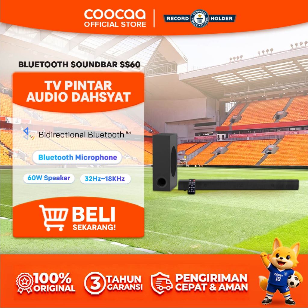 COOCAA Soundbar SS60 - Bidirectional 5.4 - Bluetooth Microphone -  Home Theater - 60W Speaker - 32Hz