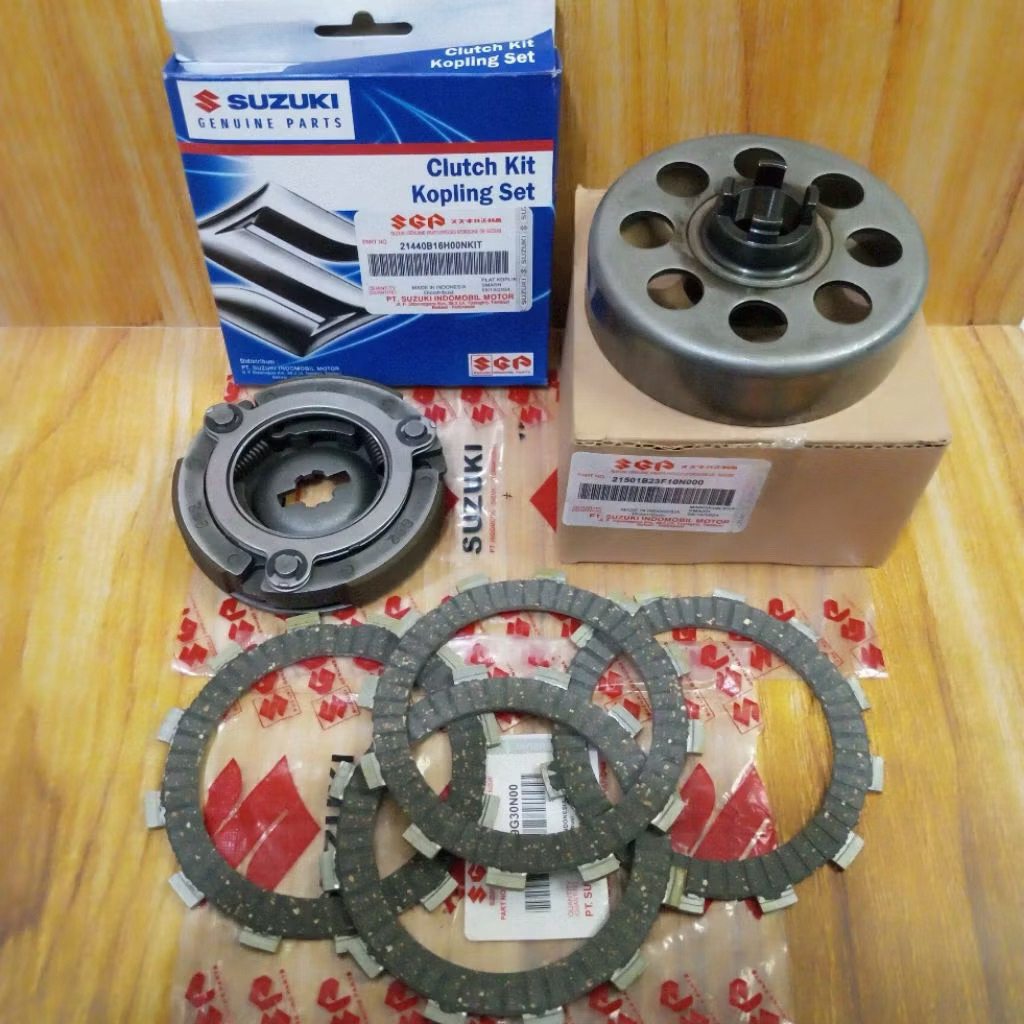 PAKETAN MANGKOK KOPLING+KAMPAS GANDA ASSY + KAMPAS KOPLING SUZUKI SMASH 110 OLD SMASH 110 NEW SMASH 
