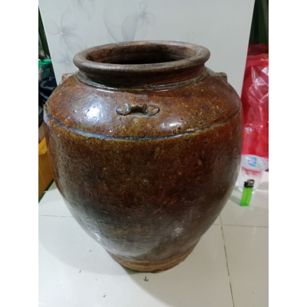 Guci kuno china dinasti Ming t.41cm keramik temuan sungai