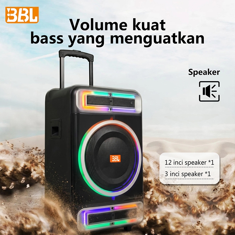 Kirim di hari yang sama BBL-123 Speaker Karaoke Bluetooth Portable 15 Inch Bass Besar RGB LED | Soun