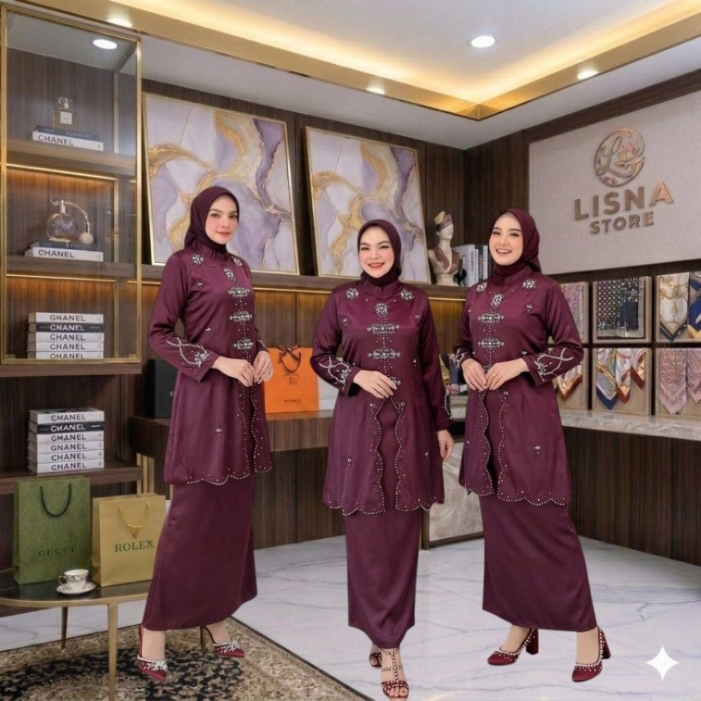 Setelan Kebaya Modern Aplikasi Payet Mutiara Kebaya Wisuda