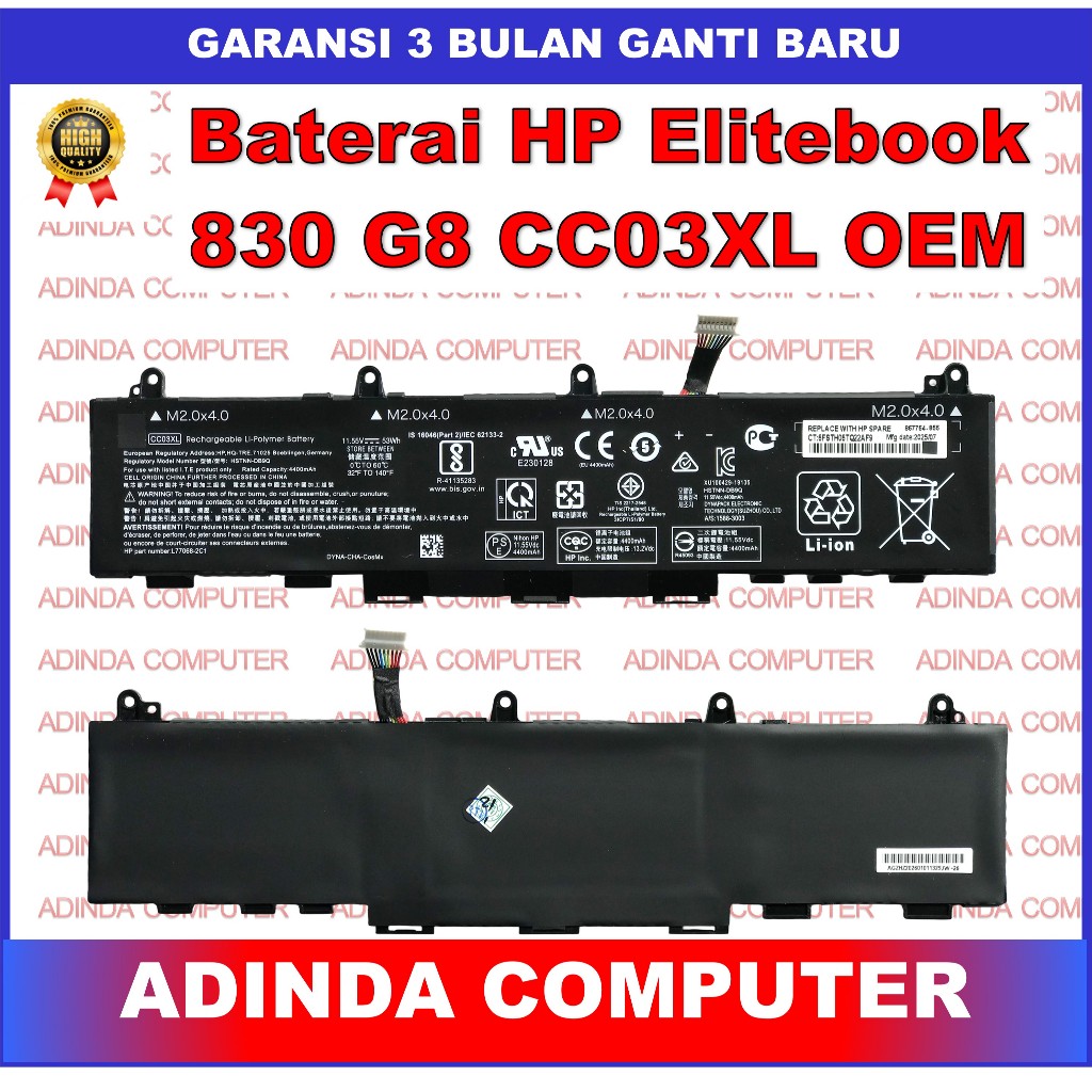 Baterai HP ZBook Firefly 14 G7 G8 Probook 635 Aero G7 G8 CC03XL