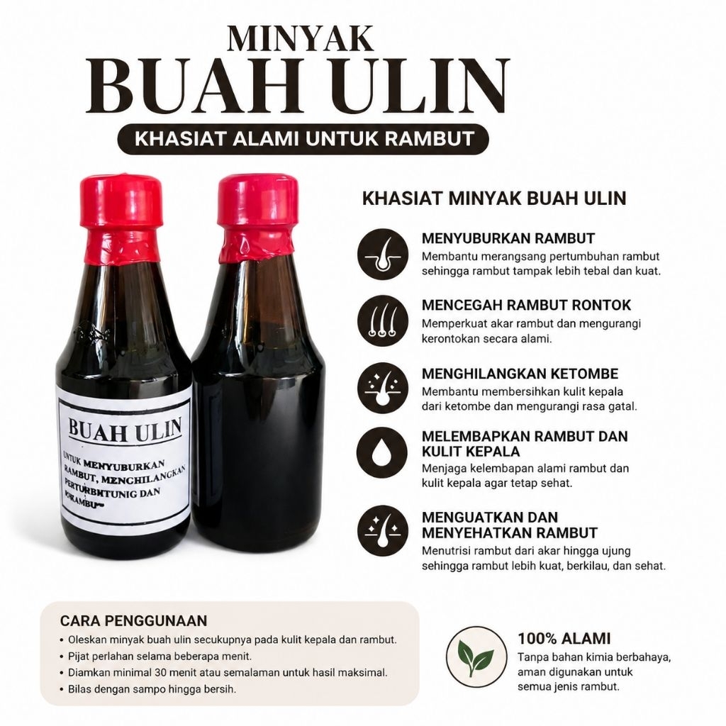 Minyak Herbal Ulin Penghitam Rambut Alami