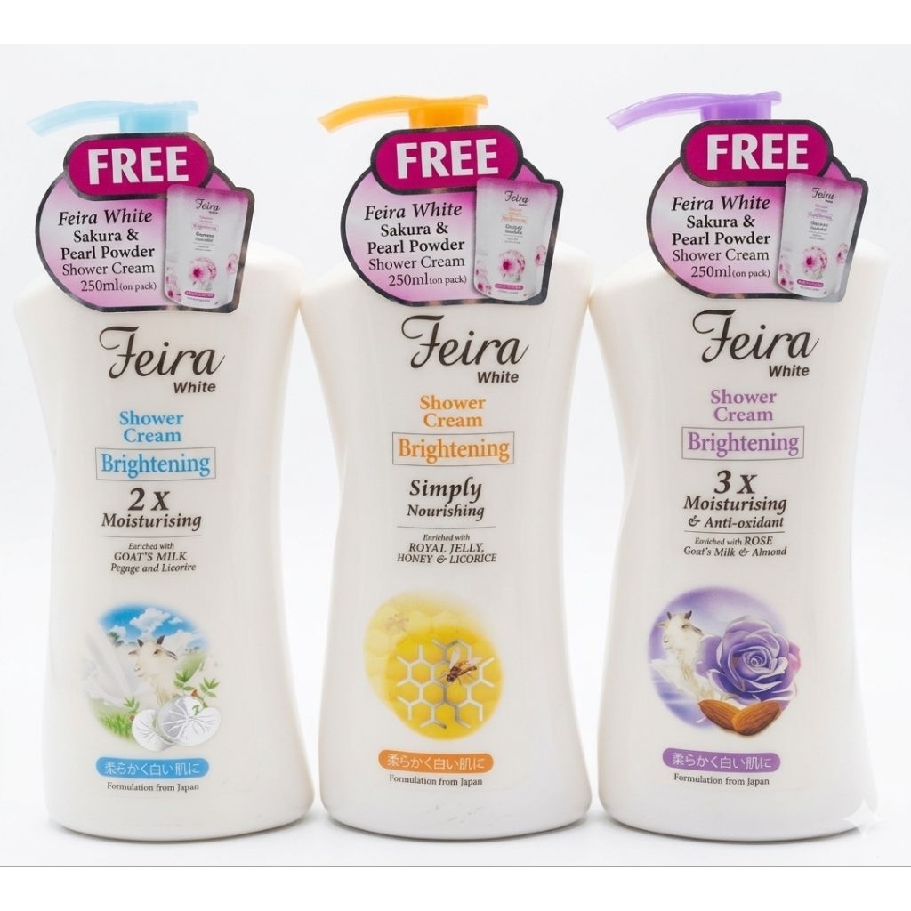 Feira white shower cream body wash brightening sakura goats milk 1000ml