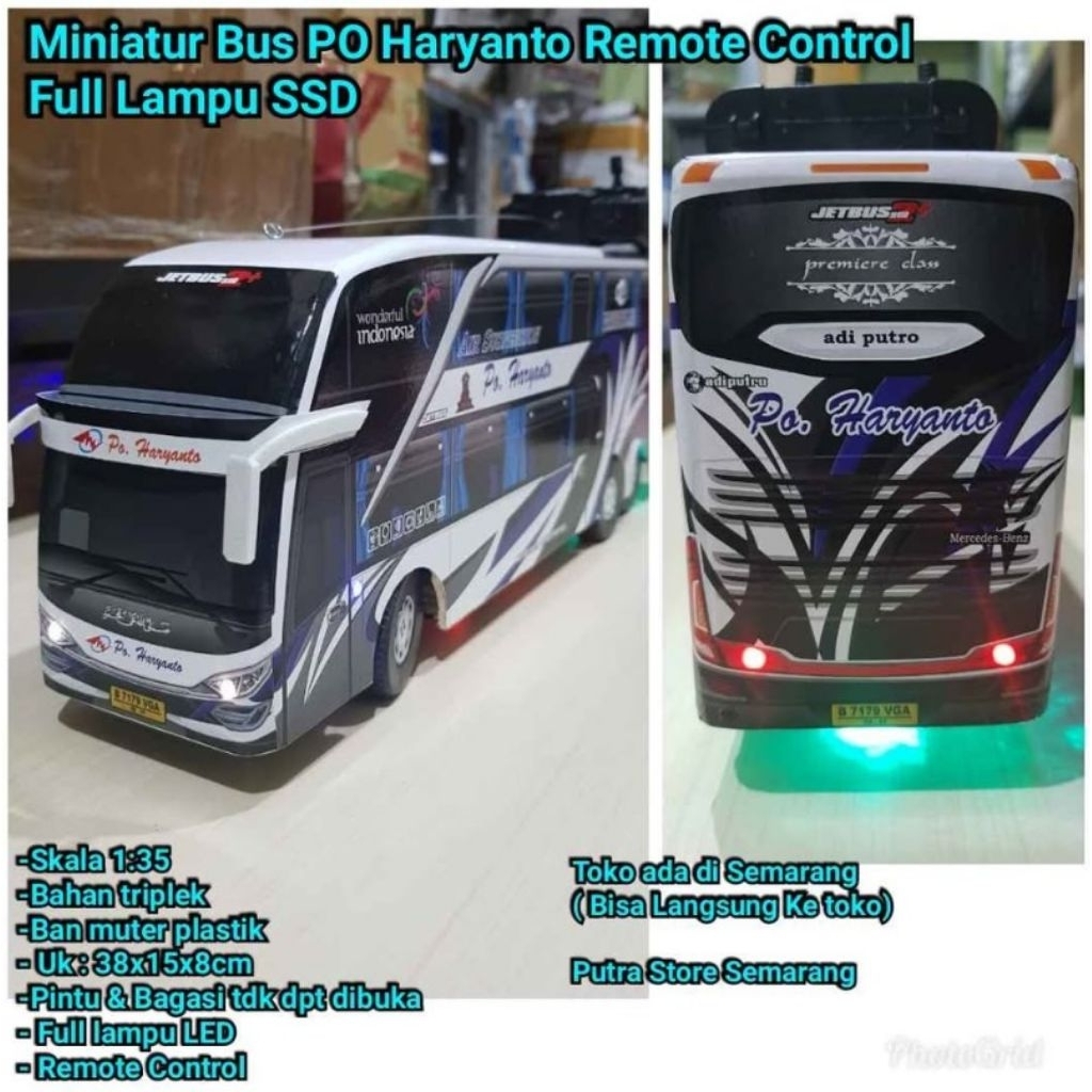 Miniatur Bus HD Haryanto Remote Control Diecast Miniatur Bis Po Haryanto