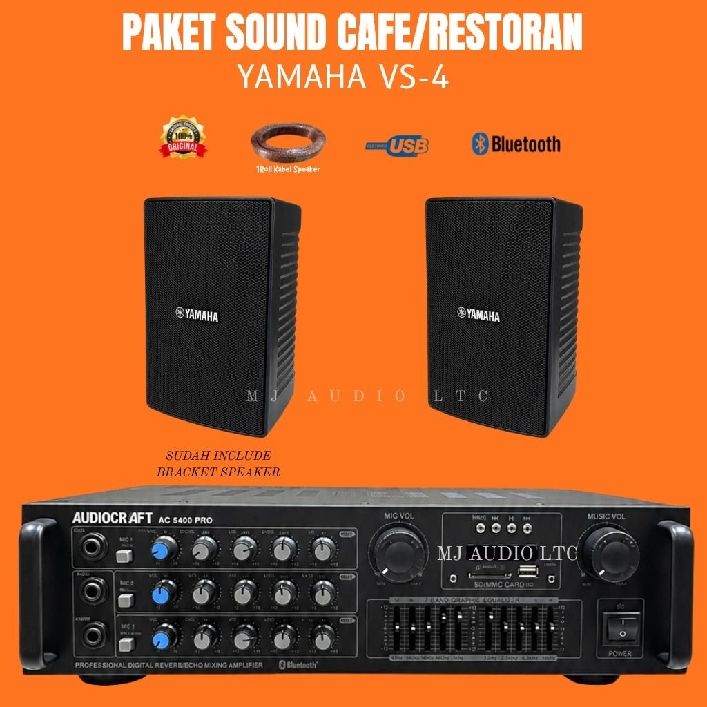 Paket Speaker YAMAHA VS-4/ 2 Titik, Amplifier AC 5400 PRO Bluetooth