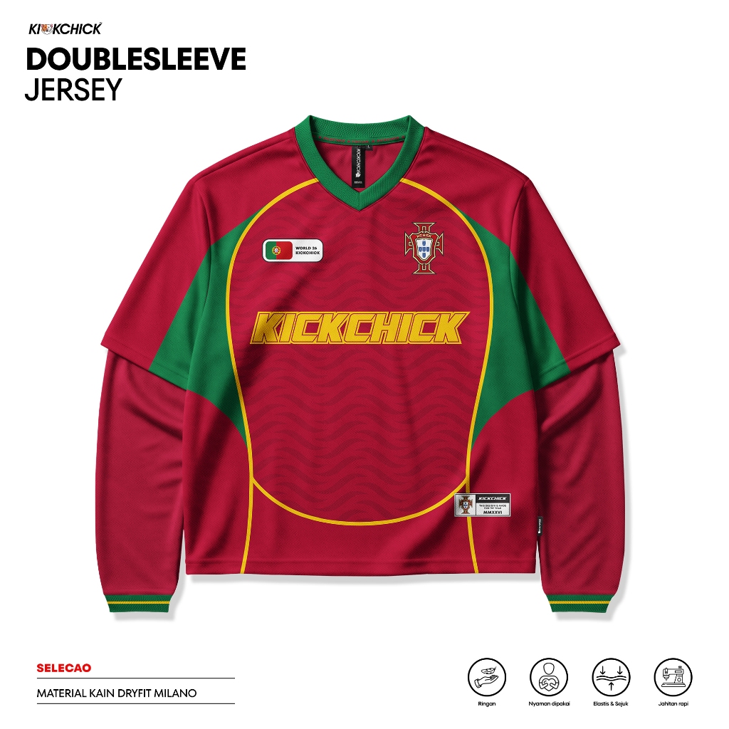 Kickchick Doublesleeve Jersey Selecao Maroon Green | World Cup Series | Jersey Streetwear Lengan Pan