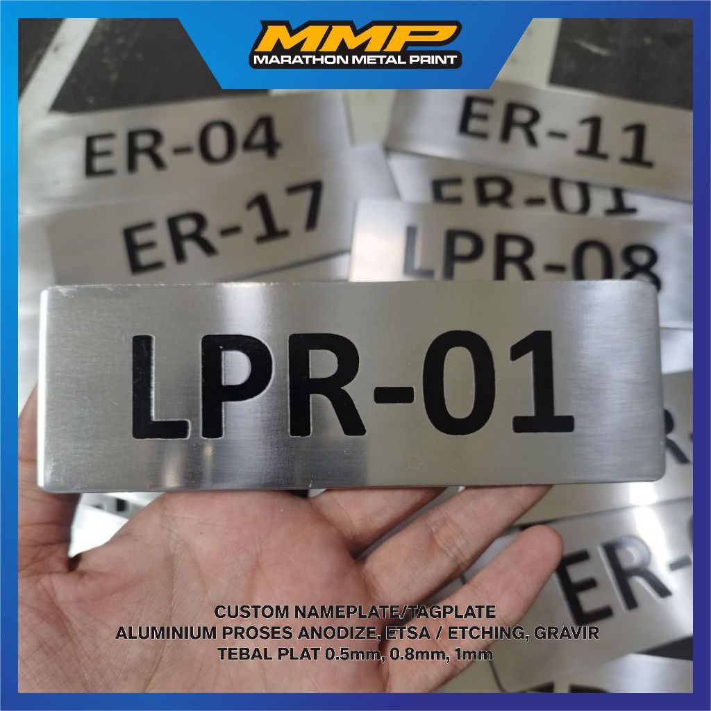 MMP papan nama / Nameplate Custom stainless, Kuningan Etching