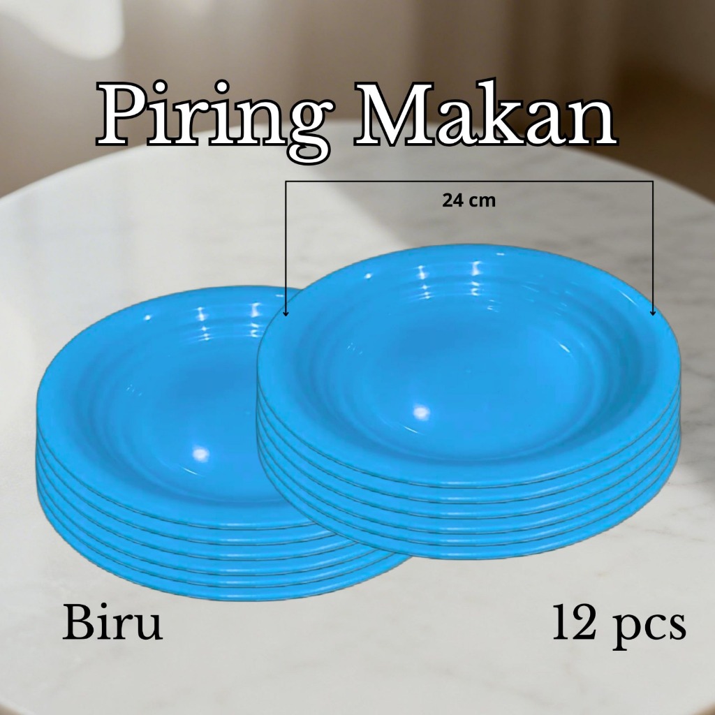 12PCS Piring Makan Plastik / Piring Plastik / Piring Plastik Makan Diameter 25CM