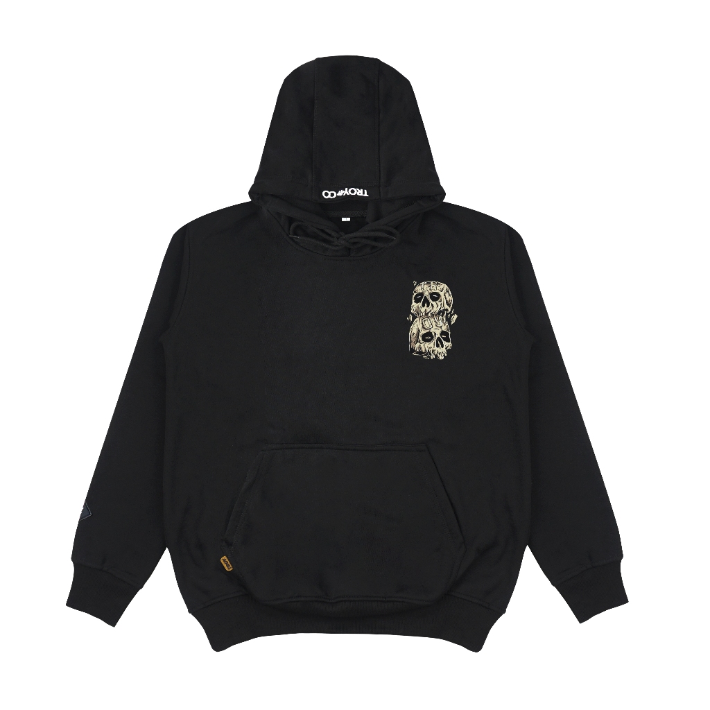 TROY COMPANY Hoodie Black Pile Of Skulls - Hoodie Pria Hitam KHD 2187