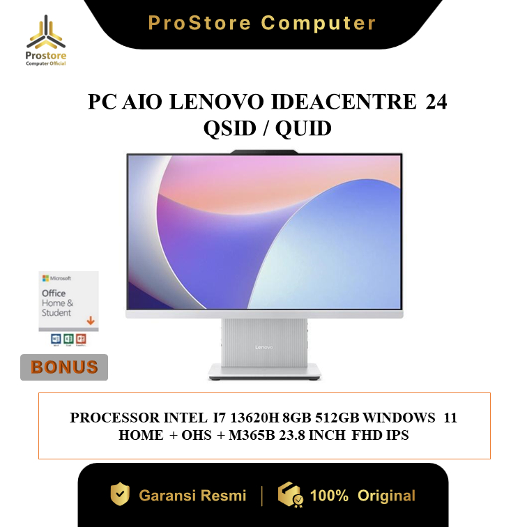PC AIO LENOVO IDEACENTRE 24 I7 13620H 8GB 512GB W11+OHS 23.8 FHD IPS