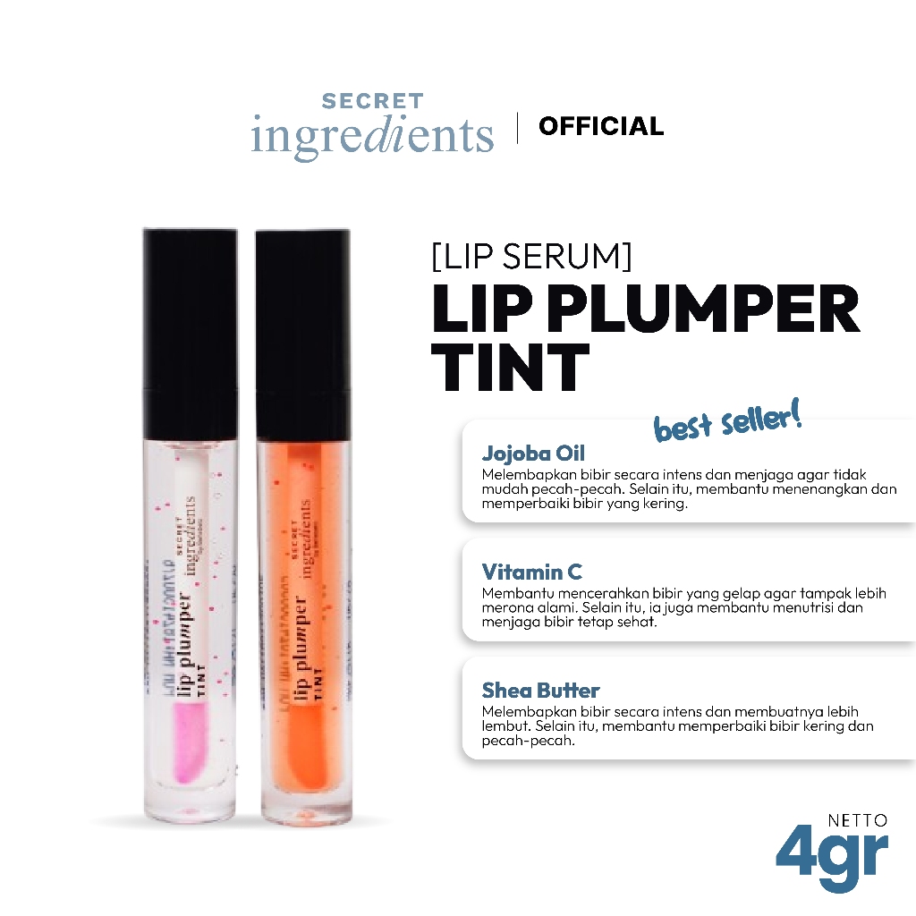 Secret Ingredients Lip Serum Original | Atasi Bibir Tipis Kering Hitam Pecah Jadi Plumpy Lembab Cera