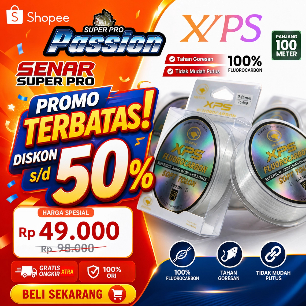Senar Pancing Leader XPS FLUOROCARBON 100M FORCE 0.16MM-0.60MM
