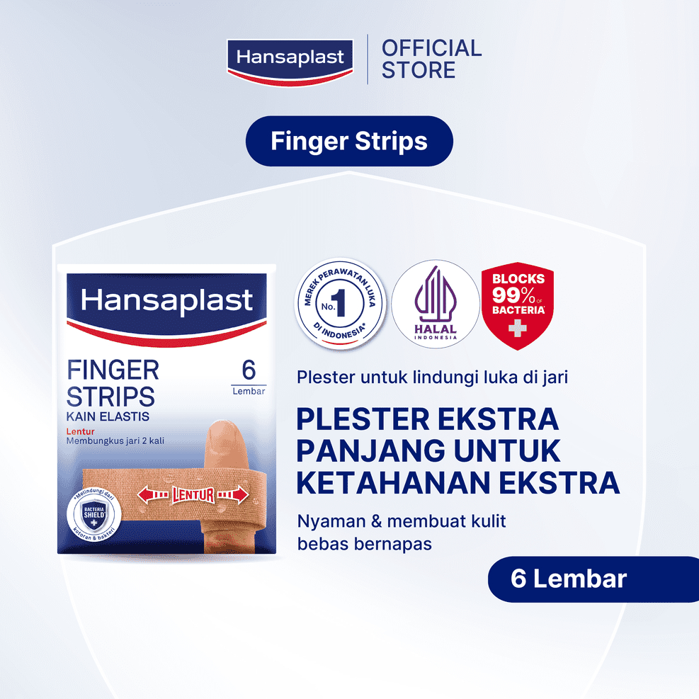 HANSAPLAST Plester Lentur Finger Strips isi 6 P3K Plester Kain Jari - Melindungi jari lebih erat