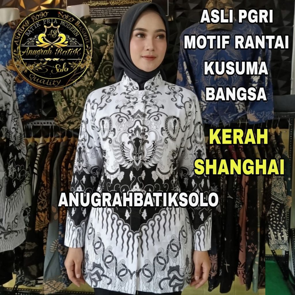 Baju PGRI KUSUMA BANGSA pria dan wanita lapis furing bahan semi sutra nyaman dan adem warna putih