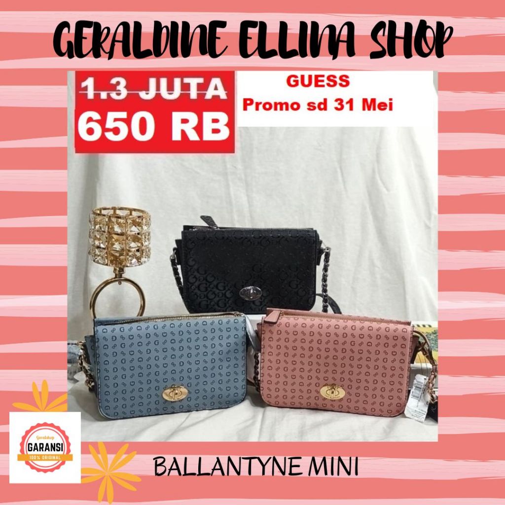 Tas Guess wanita sling bag ORIGINAL 100% sale BALLANTYNE MINI FLAP