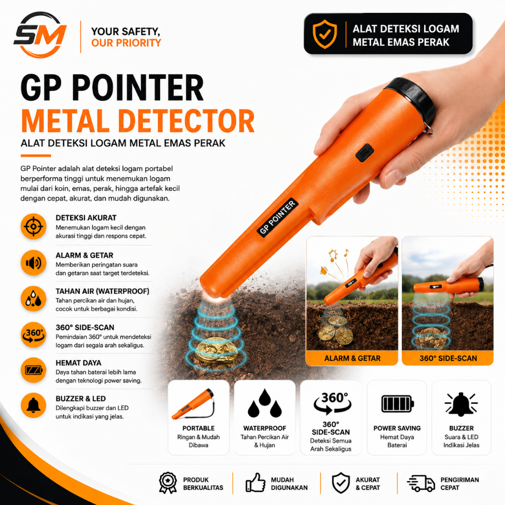 GP-Pointer Metal Detector Pinpointer Detektor Logam Emas Perak