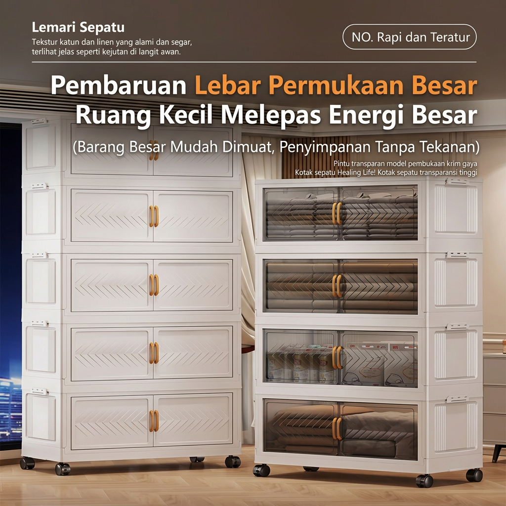 Lemari Lipat Plastik Susun/Wardrobe Storage/Lemari Plastik Baju/Lemari Pakaian Ekstra besar