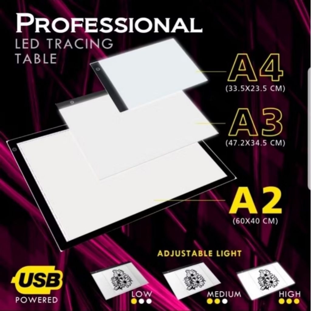 Tracing Board LED A2 - Meja Jiplak Light Pad Gambar Drawing Table
