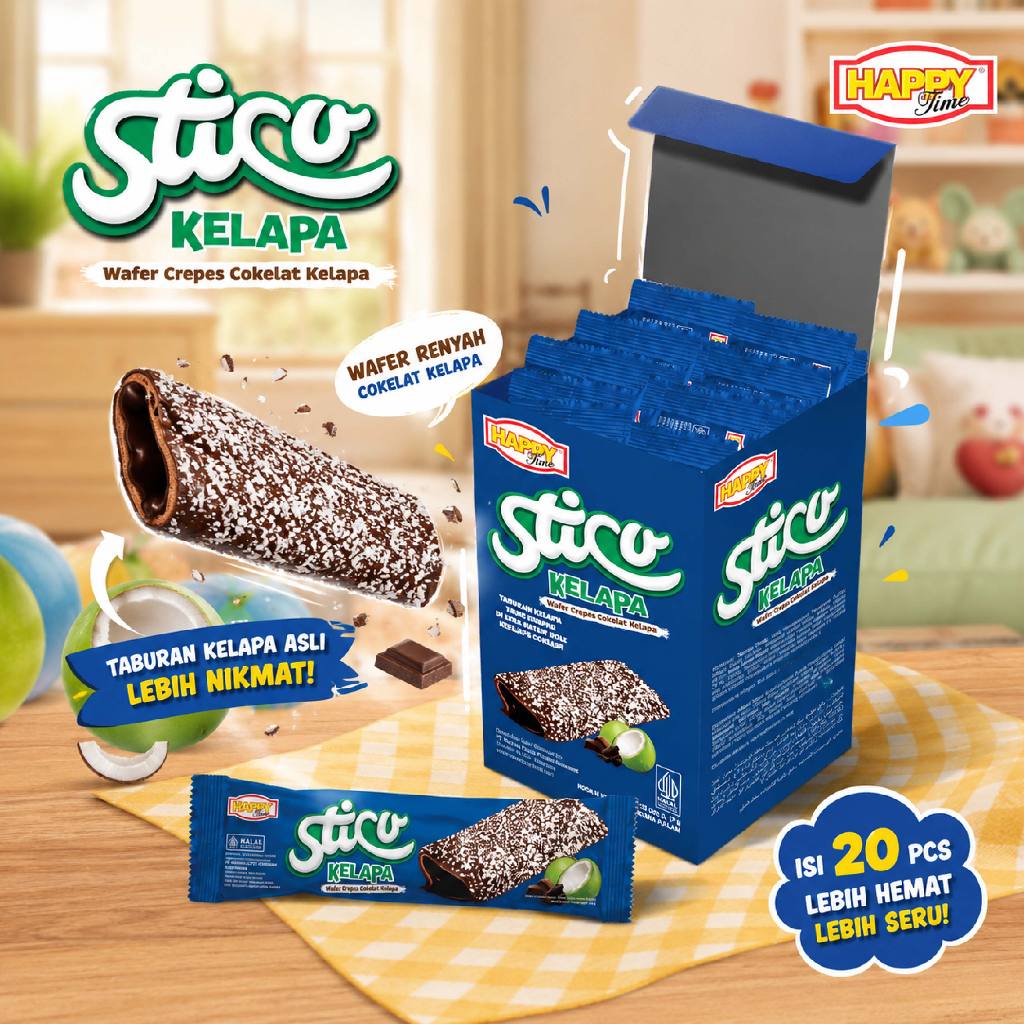 Happy Time Wafer Sticu Kelapa (1 Box Isi 20 Pcs)