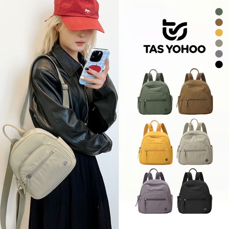 [Ready] Tas ransel kecil berbahan nilon Tas ransel wanita modis Tas kanvas santai untuk liburan