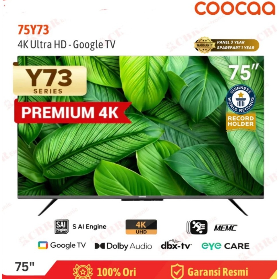 TV COOCAA 75 Inch LED 75Y73 (4K LED – Google TV) BATAM