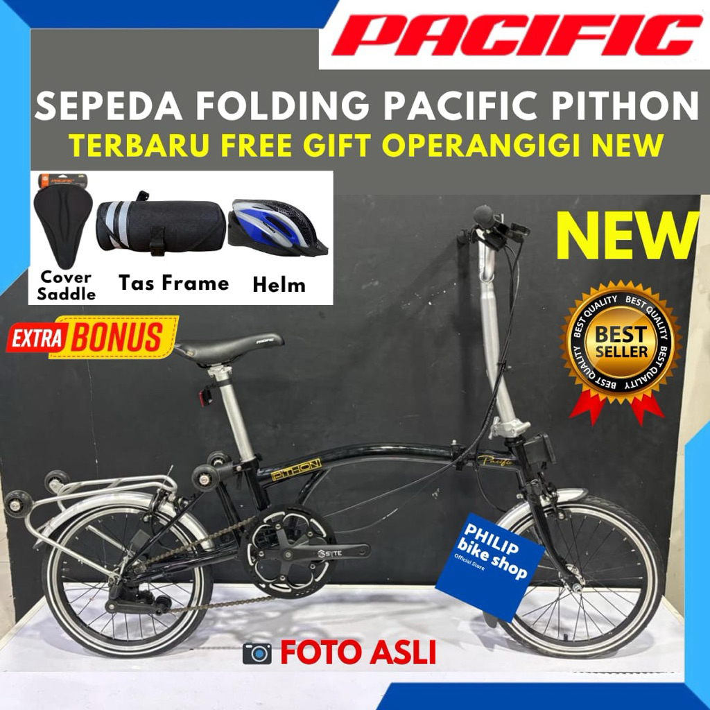 Sepeda Lipat Folding Bike 16 Pacific Pithon Lipat Tiga Terbaru