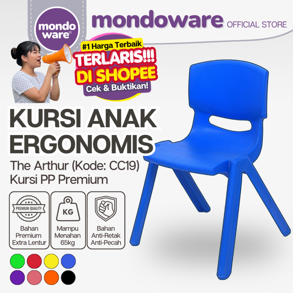 MONDOWARE | Kursi Anak - Kursi Belajar Anak - Kursi TK Anak - Kursi Les Anak - Kursi Sekolah Anak - 