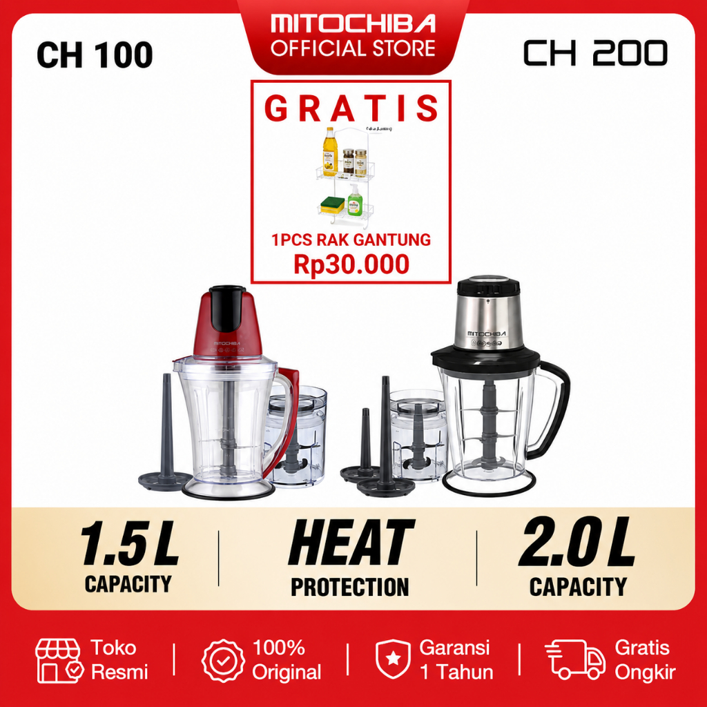 Food Chopper Mitochiba CH 200 Penggiling Daging Mitochiba Penggiling Bumbu Mitochiba CH-200