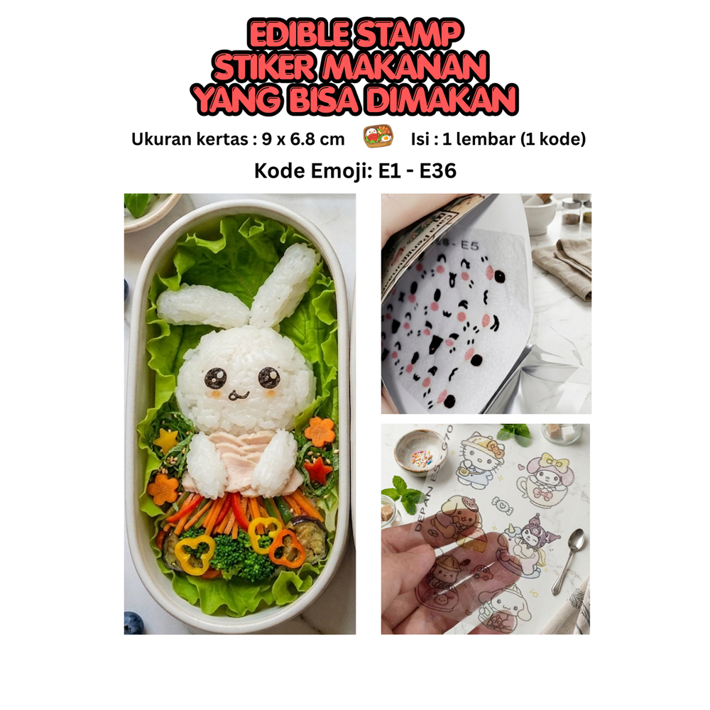 Stiker Makanan Emoji Emoticon Mini Bisa Dimakan Edibel Stamp Economic Pack Stiker Nasi Stiker Bento 