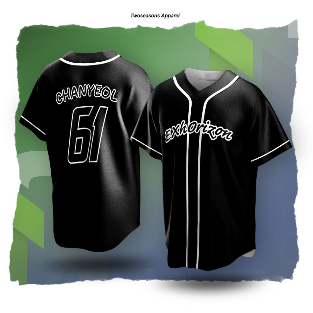 TWO SEASONS - Kaos Baju Dewasa Jersey Baseball EXO PLANET #6 – EXhOrizon Hitam & Putih Unofficial Kp