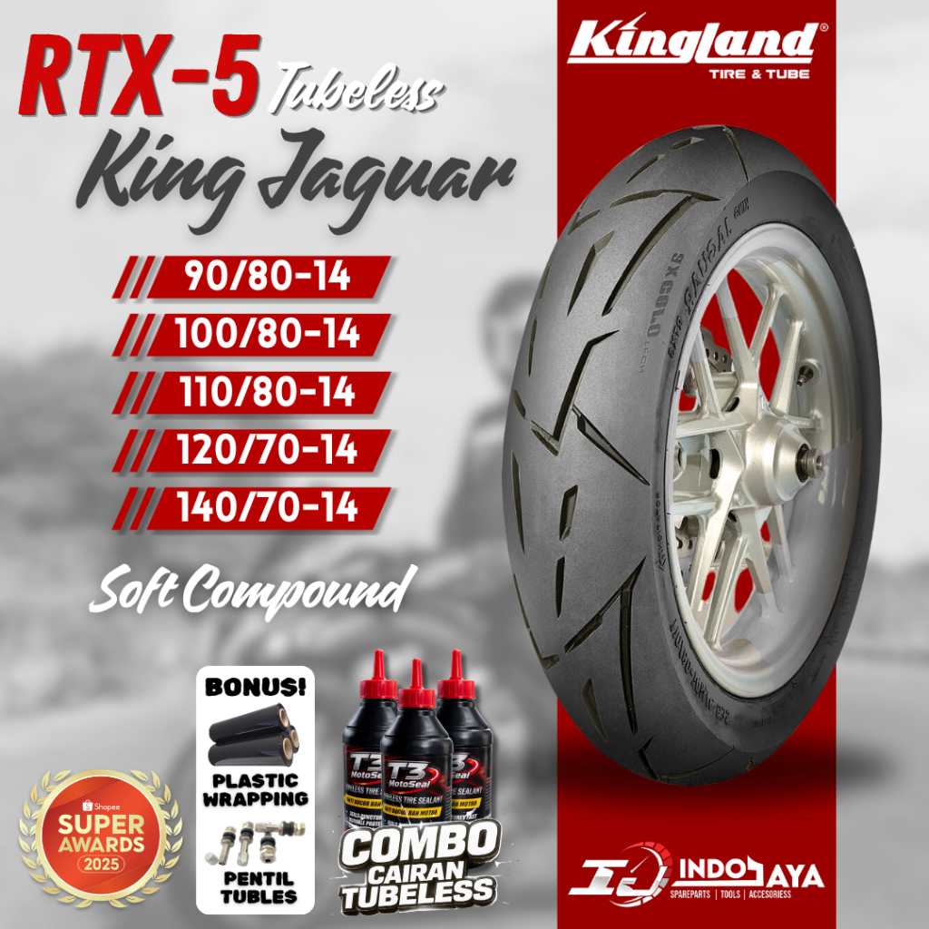 [FREE PENTIL] BAN TUBELESS SOFT COMPOUND KINGLAND RING 14 RTX5 ( 90/80-14 / 100/80-14 / 110/80-14 / 