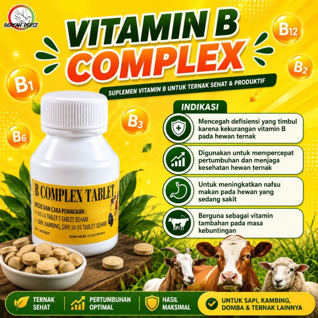 VITAMIN HEWAN B COMPLEX TABLET SUPLEMEN HEWAN TERNAK