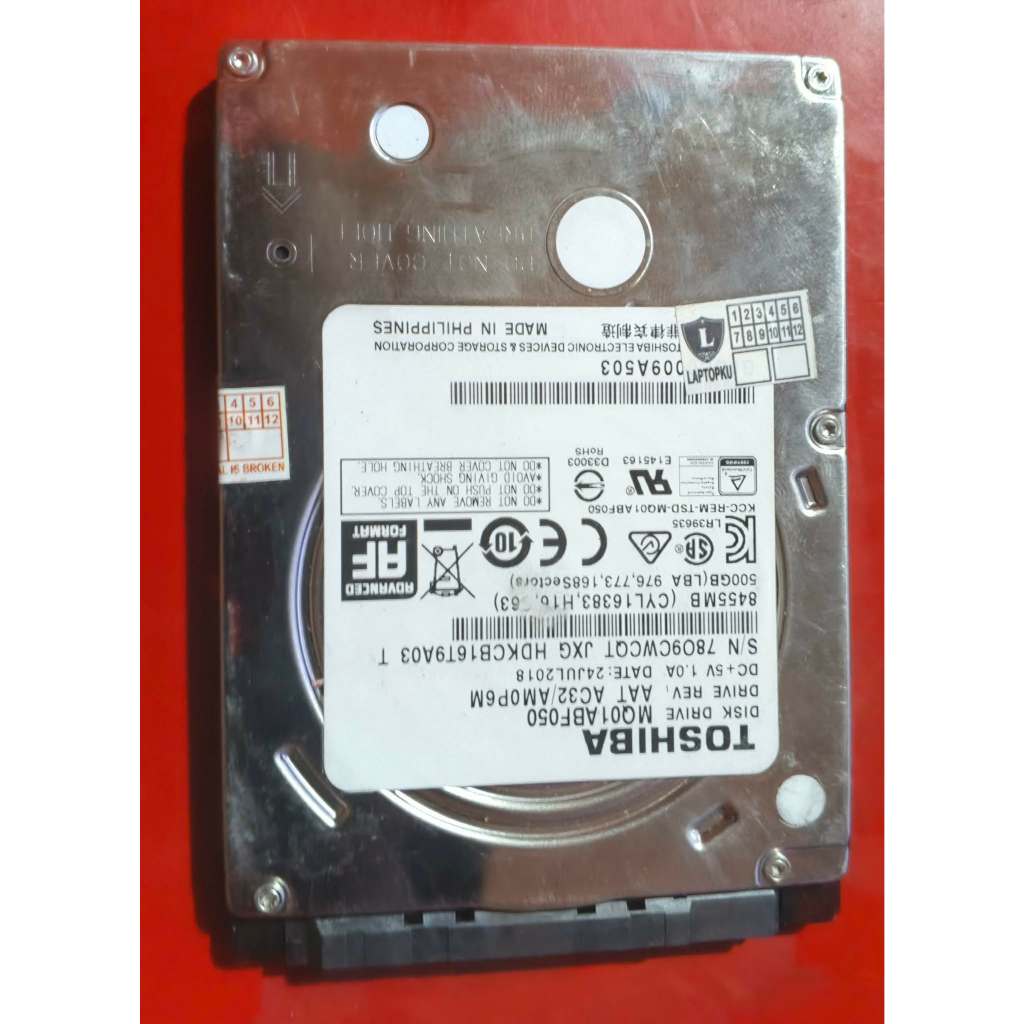 HDD 500GB 100% 2.5 Inch
