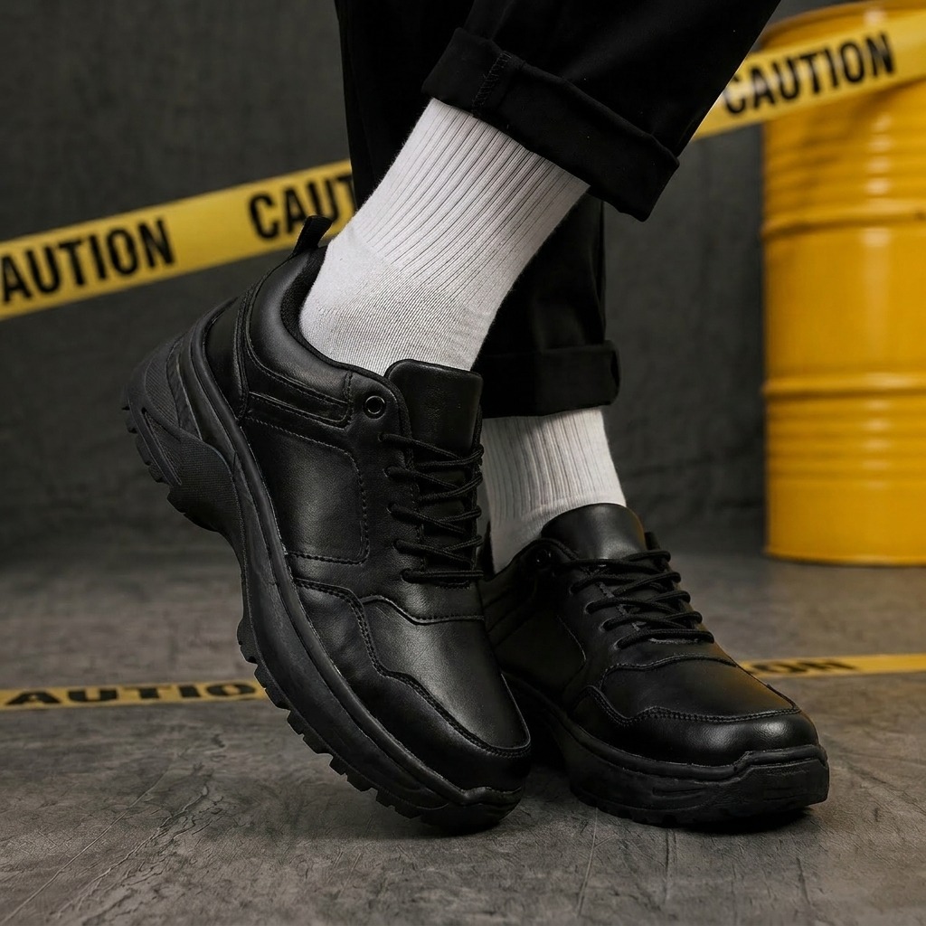 INFINITY ALTHAF - Sepatu Sneakers Pria Hitam Casual Trendy Sol Tebal Empuk Fashion Harian Anti Licin