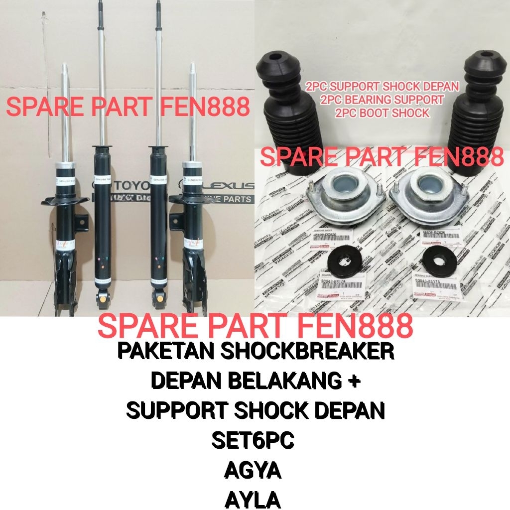 Paketan 10Pc Shockbreaker Depan Belakang Dan Support Shock Depan+Bearing Support+Boot Shock Agya Ayl