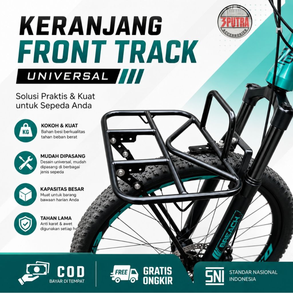 Keranjang Sepeda Depan Front Track Universal MTB Federal Lipat Fixie Alas Kayu Premium Tahan Beban 1