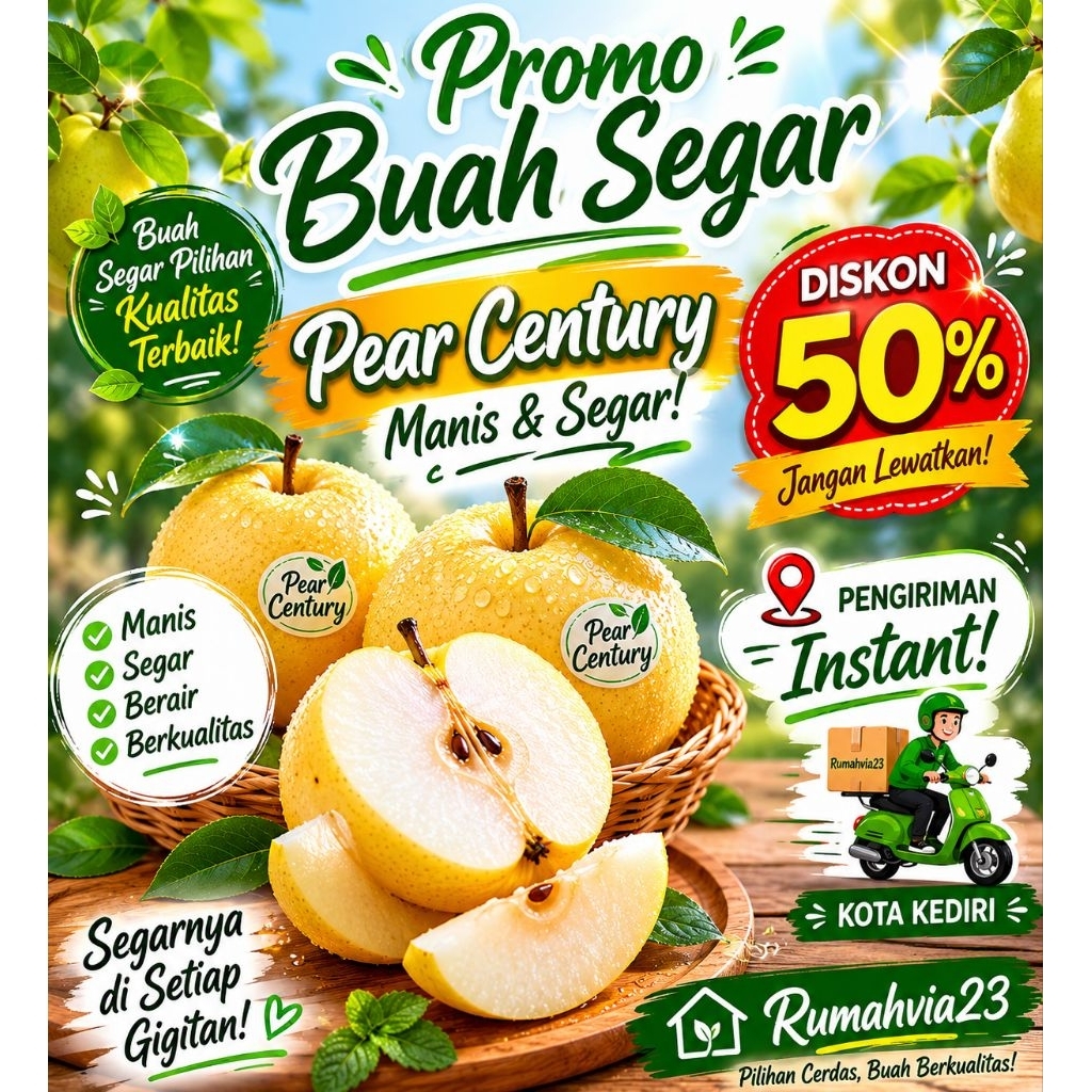 RV23 Kota Kediri - Buah Pear Century +/- 1.5kg Manis Instant Voucher Buah 50%