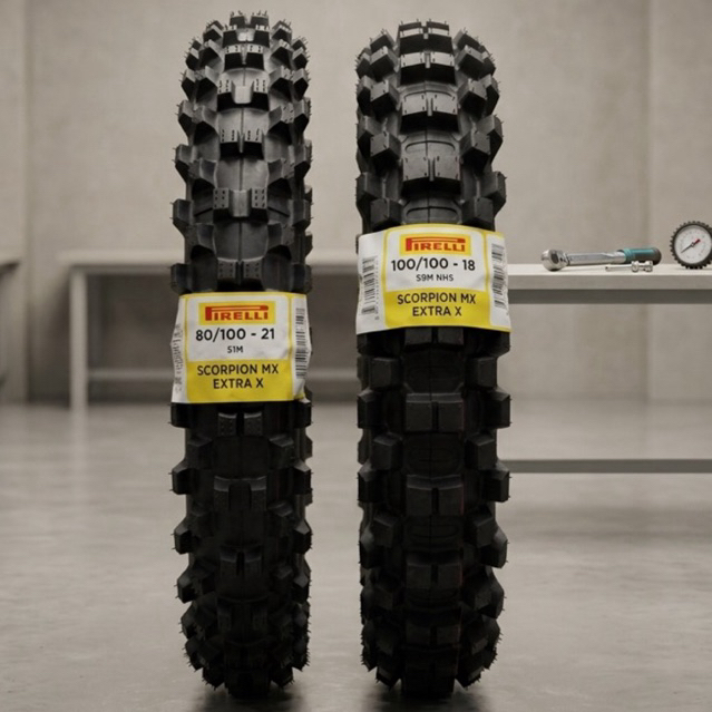 Sepasang Ban Luar Pirelli 80/100-21 & 100/100-18 SCOPION MX EXTRA X TUBETYPE Ban luar CRF/klx/WR