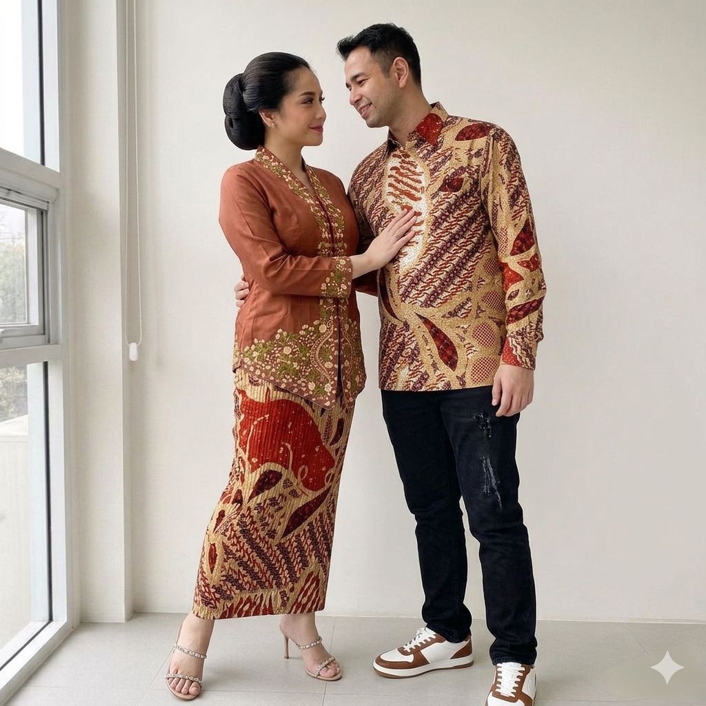 Couple Kebaya Nagita Rok Plisket Batik / Couple Kebaya Encim Modern / Couple Kebaya Bordir + Kemeka 